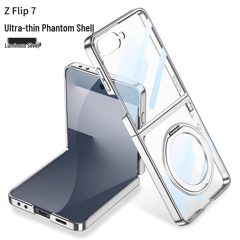 Samsung Z Flip7 Magnetic Transparent Phone Case with MagSafe Stand