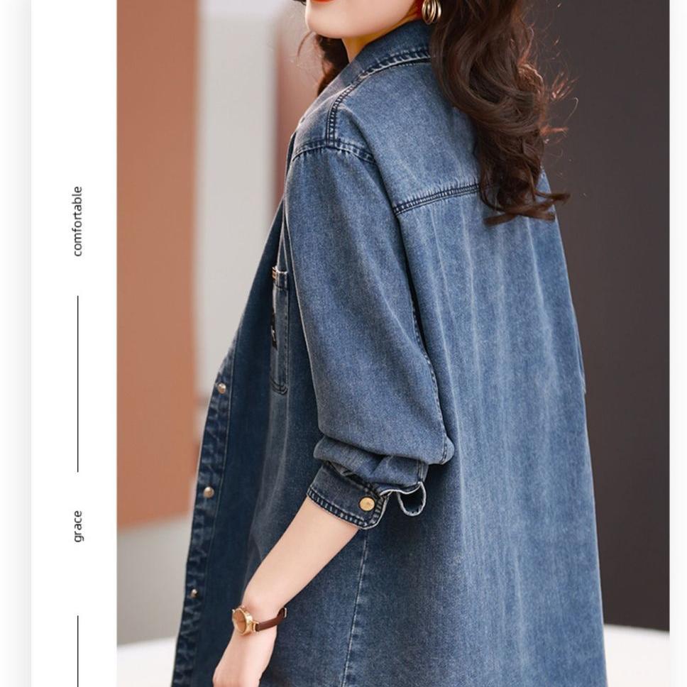 Veste chemise en jean grande taille pour femmes, Style européen, à la mode