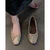 Sheepskin Version~ French Retro Bow Woven Flat-bottomed Ballet Shoes Women's Korean Version Leather Versatile Light Mouth Single Shoes