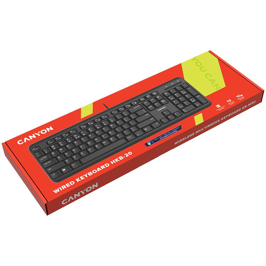 CANYON keyboard HKB-20 EN/ES Velvet Wired  Black