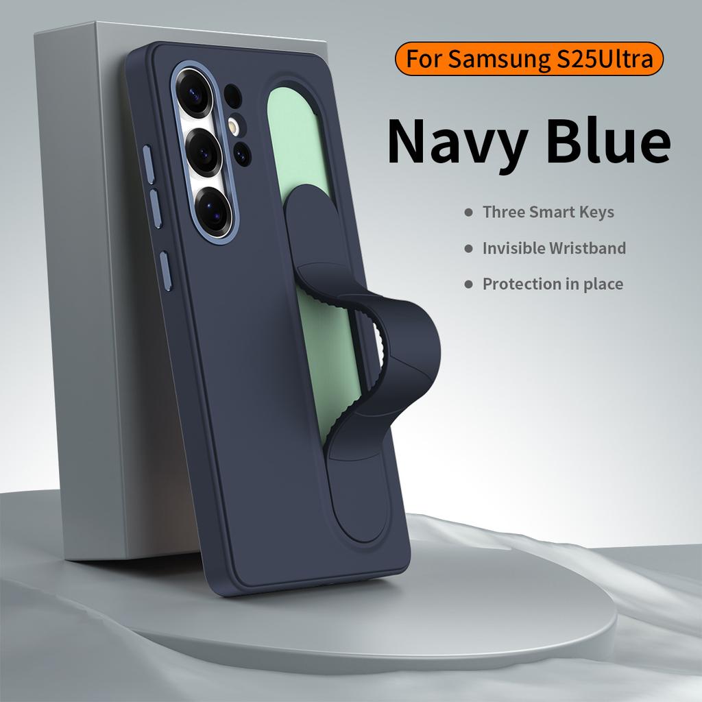 Official Silicone Elastic Stand Wristband Protective Case For Original Samsung Galaxy S26 Ultra S25 Plus S24 S23 Anti Drop Phone Case