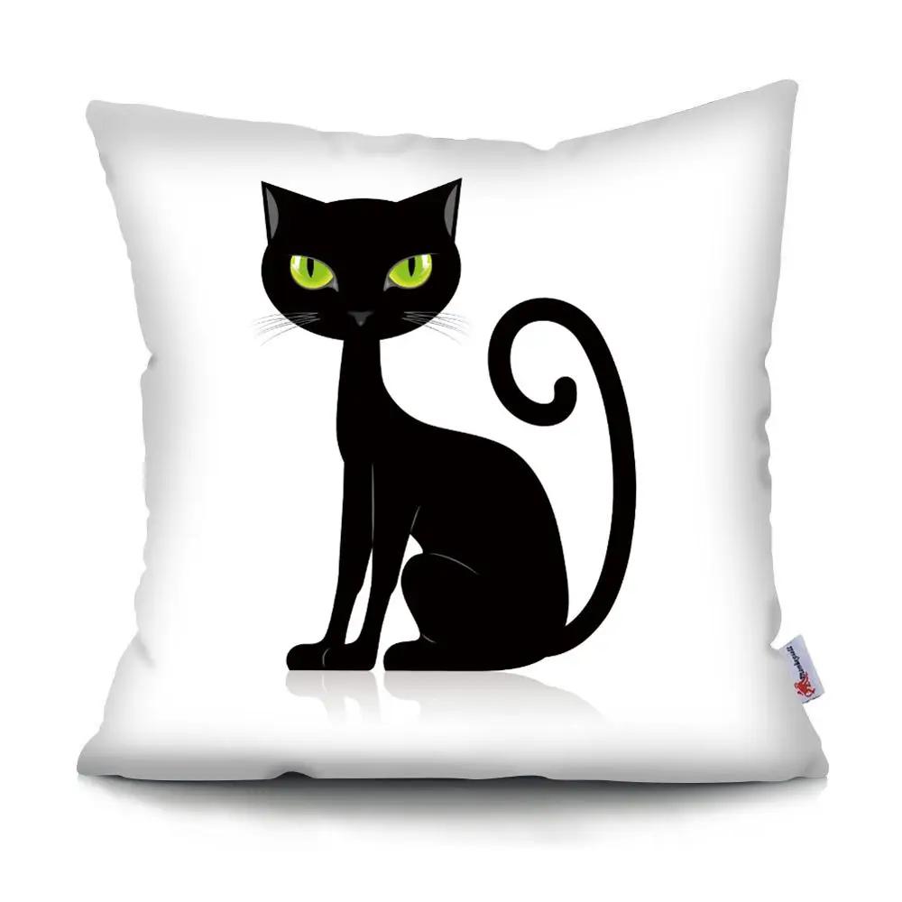 Black Cat Cushion Cover Pet  Sofa Bedroom Decoration Pillowcase Pattern   Case