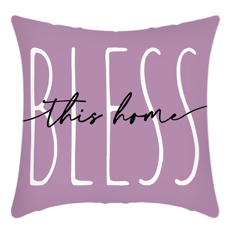 New Green Plant Lavender Pillow Cover Letter Print Pillow Home Sofa Cushion Cover