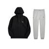 Li Ning Hooded Solid Color Loose Sweatshirt And Elastic Waist Tapered Warm Long Pants Casual Sports Set AWDUH53-1+AKLTC87-2