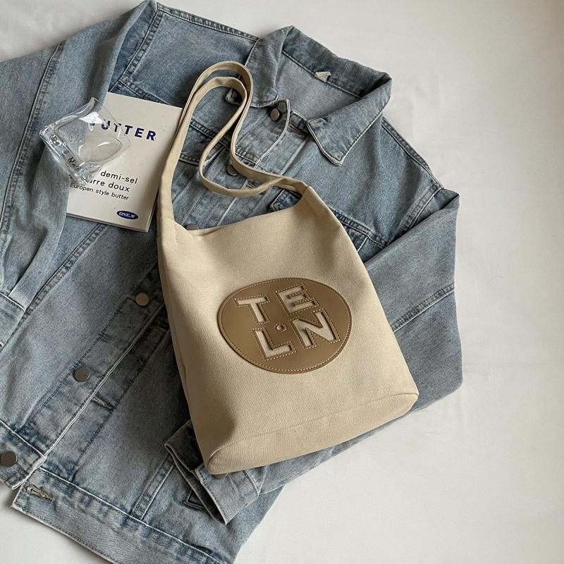 Color Block Shoulder Bag Large Capacity Women's Letter Tote Bag Student Class Underarm Bag