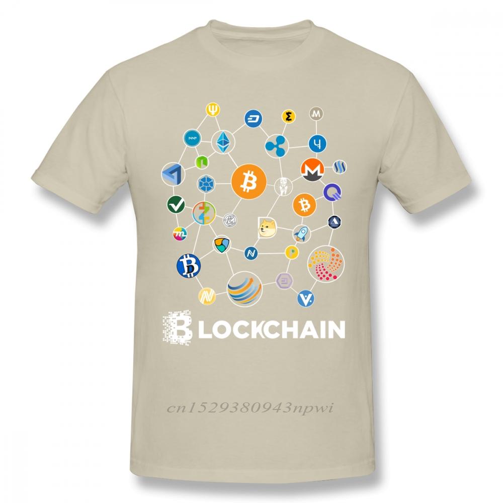Blockchain BitCoin Litecoin Ripple Ethereum Cryptocurrency T Shirt For Men Popular Tee Christmas Gift Tshirt Cotton Fabric