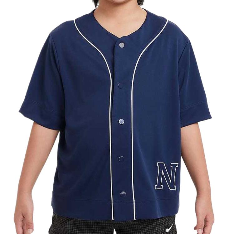 

Nike Dri-Fit SS24 Быстросохнущая Дышащая Бейсбольная Джерси Детские топы Темно-синий Белый FN8295-410 XL