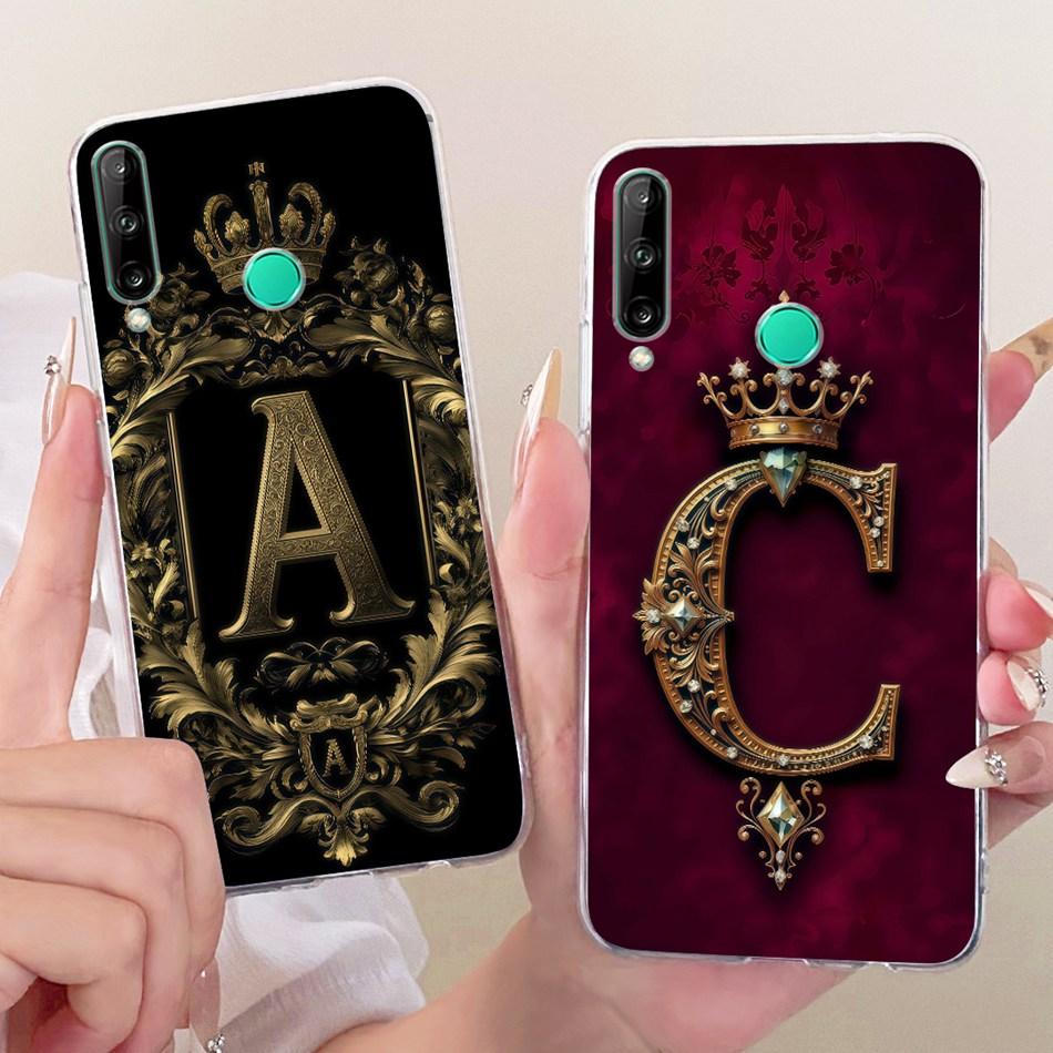For Huawei Y7p Royal Crown Initial Letter Couple Phone Case For Huawei Y7P 2020 ART-L28 L29 Soft Silicone TPU Covers Bumpers
