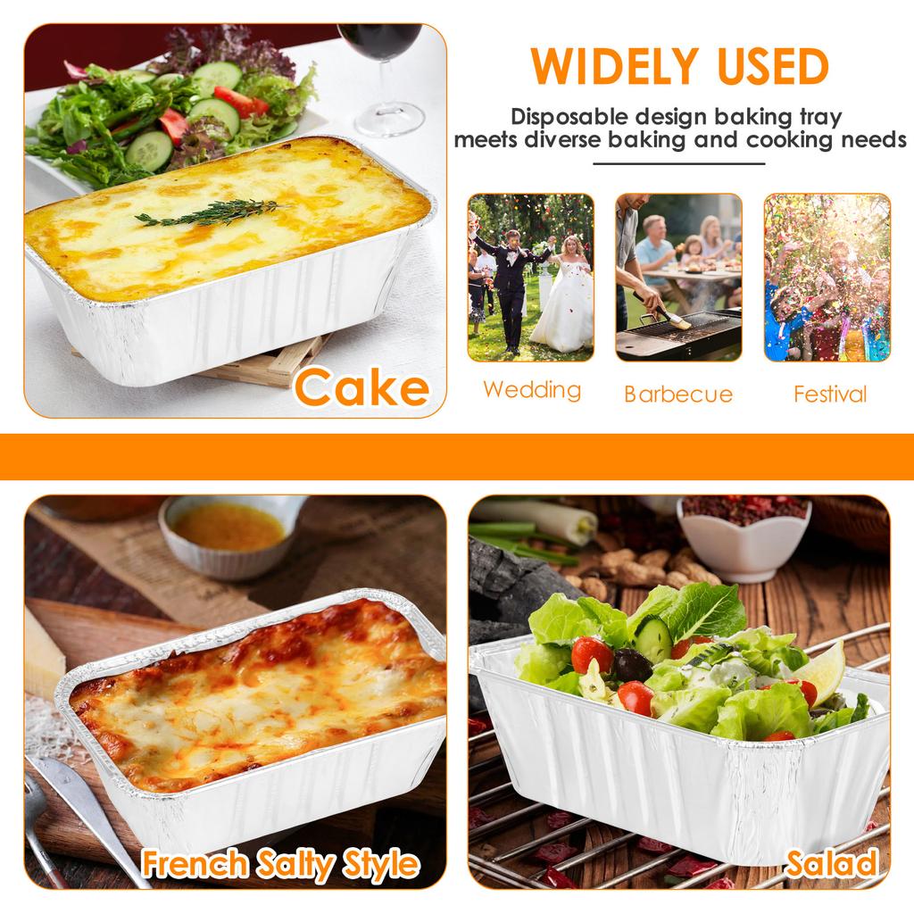 25/100PCS Free Wash Aluminum Foil Baking Trays Rectangular Tin Foil Tray AirFryer Food Containers Bowls BBQ Take Away Boxes