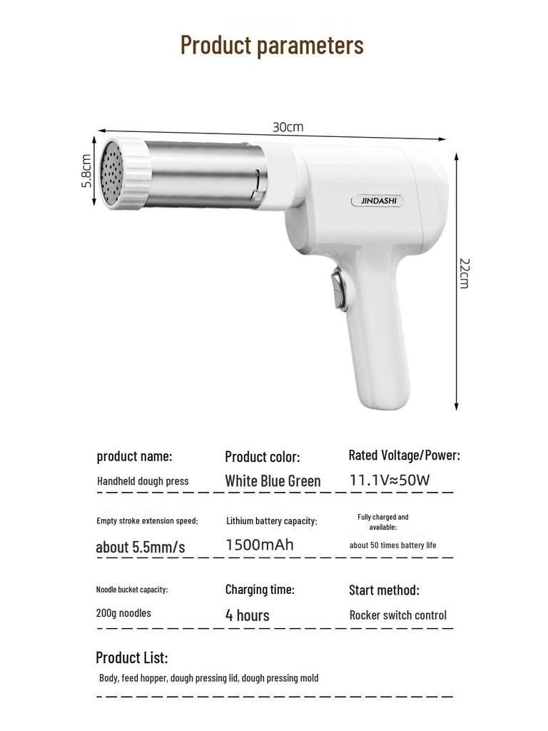 New Handheld Electric Noodle Machine: Portable, Fully Automatic Pressing Gun for Easy Homemade Noodles
