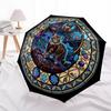 Cat Kingdom Mandala pattern umbrella, portable and foldable design, 8 ribs, a casual accessory for Halloween, Christmas, and birthday gifts.