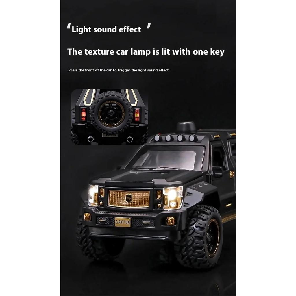 1/24 G.PATTON Off Road Vehicle Alloy Diecast Metal Model Simulation Collect Children's Toy Kids Gift Birthday Present for Boys