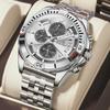 Men Chronograph Watches Stainless Steel Analog Quartz Wrist Watch Waterproof Luminous Date Business Dress Watch for Men