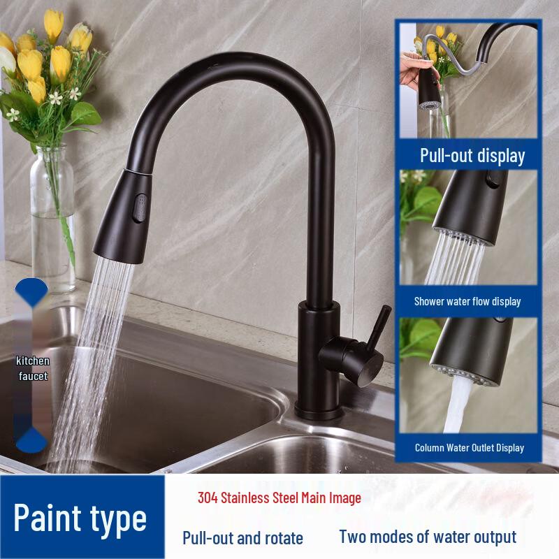 Выдвижной кухонный смеситель Xuanyong матовый черный