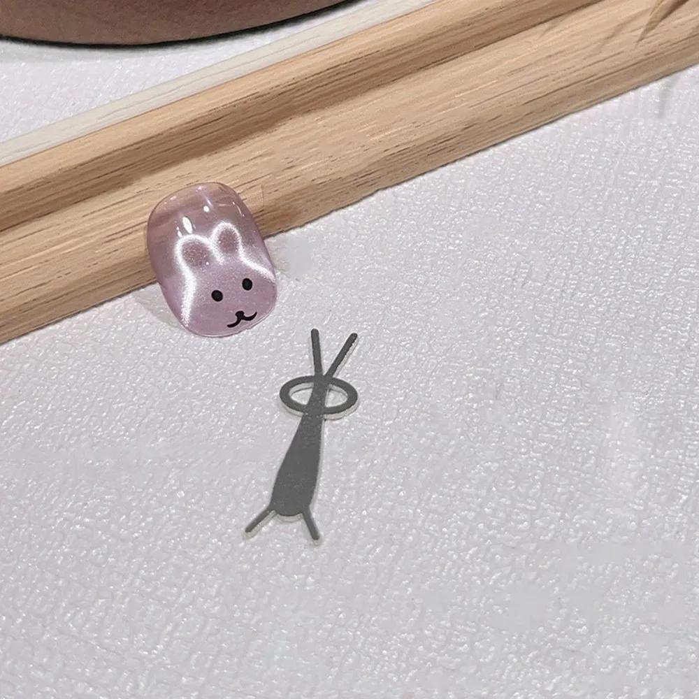 Iron Rabbit Nail Art Tool Rabbit Shaped Guide DIY Manicure Kit Cat Eye Magnet for Nails Matching Nail Magnet Line