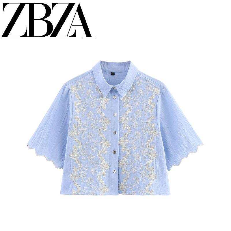 Jnleaog Autumn New Women's Clothing Fashion Style French Minority Design Embroider Short Shirt 3564074