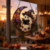 Whimsical Lawn Decor 2D Ghost Moon Pumpkin Acrylic Suncatcher, Halloween Window Home Garden Accents Hanging Ornament, Autumn Thanksgiving Yard