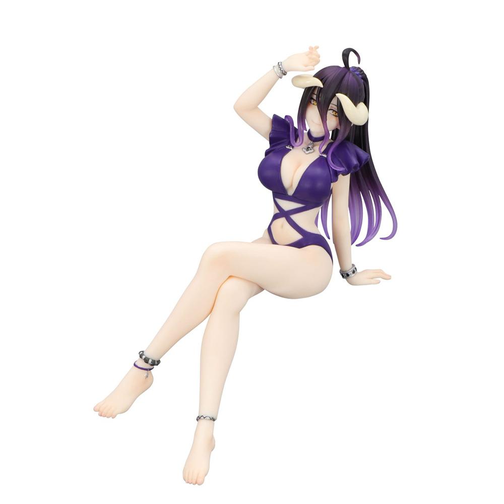 Figura Anime Albedo Pose Sentada Figura de Ação Versão Roxa Modelo de Beleza Adulta Ornamentos de Mesa Coleção Brinquedo Presentes 16cm
