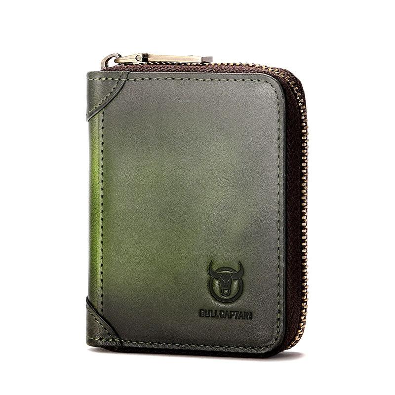 BULLCAPTAIN Leather Men's Key Bag Wallet  Fashion Storage Bags Car Cover Compact Mini Card Holder Coin Purse Man Butler Keychain