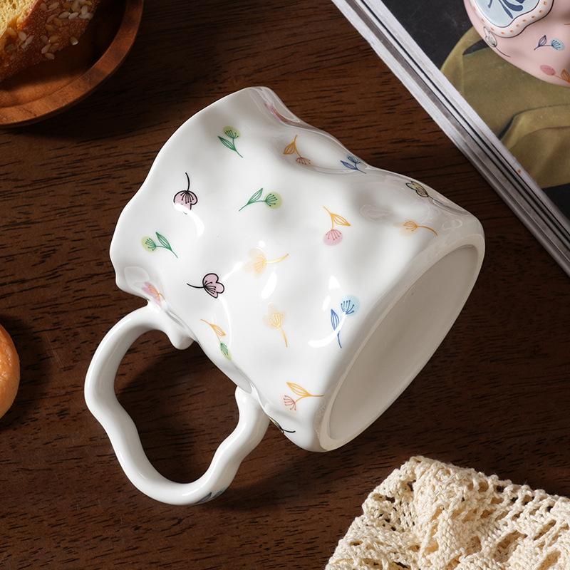 Creative Hand-squeezed Light Luxury High-end Coffee Cup Retro Niche Design Mug Home Office Ceramic Cup