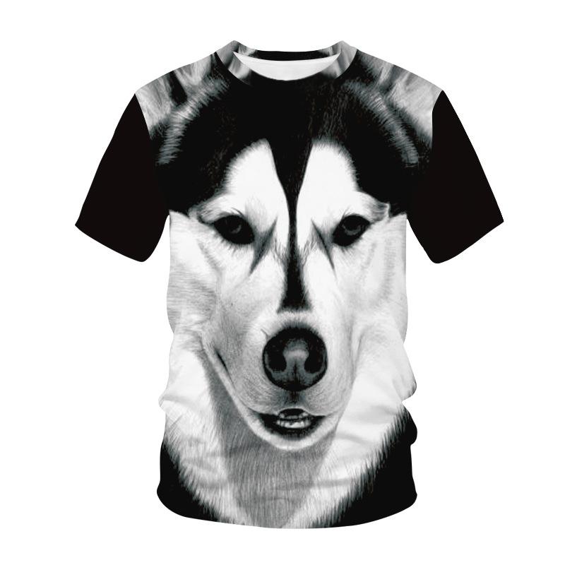 Summer Fashion Creative Wolf 3D Printed Loose Men's Short Sleeved Personalized Top