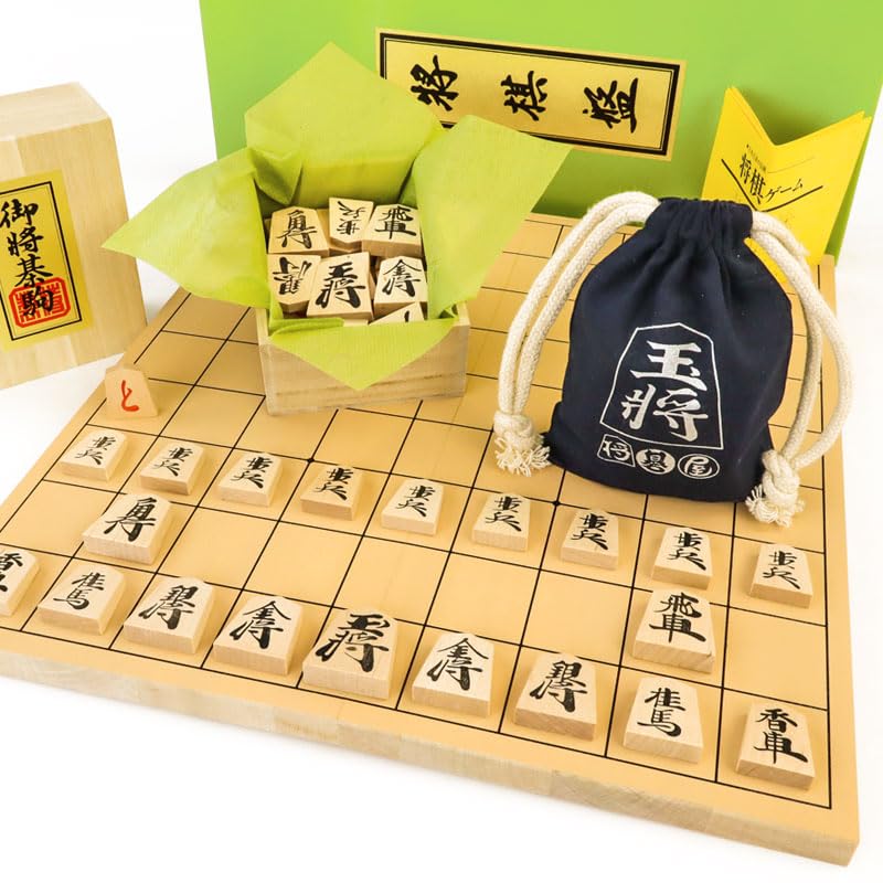 Shogi Shop: A Shogi Board Set Featuring a New Katsura No. 5 Folding Board, Perfect for Beginners or Casual Games. Includes an Original Mini Piece Bag