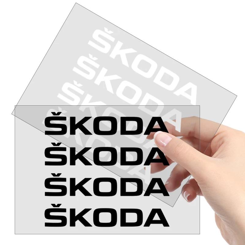 4Pcs Car Door Handle Stickers Tire Rear View Mirror Decals Decoration For Skoda Fabia Octavia Karoq Kodiaq Kamiq Superb Rapid