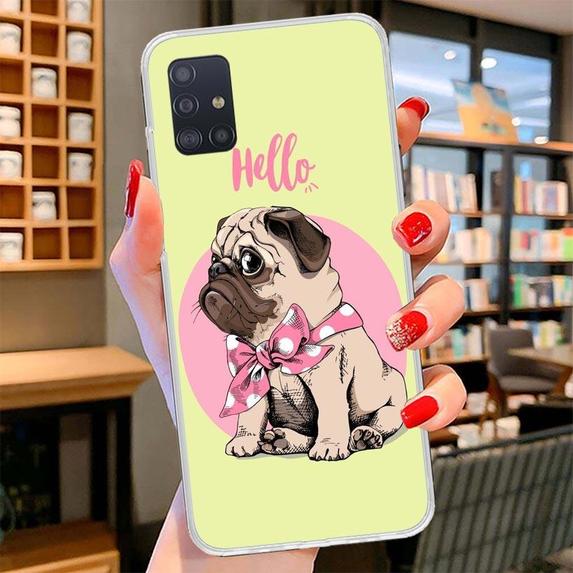 Love Pugs Cute Dog Cover Phone Case For Samsung Galaxy A12 A22 A32 A52 A72 A02S Phone Case Note 20 Ultra 10 S10 Plus A51 A71 A50