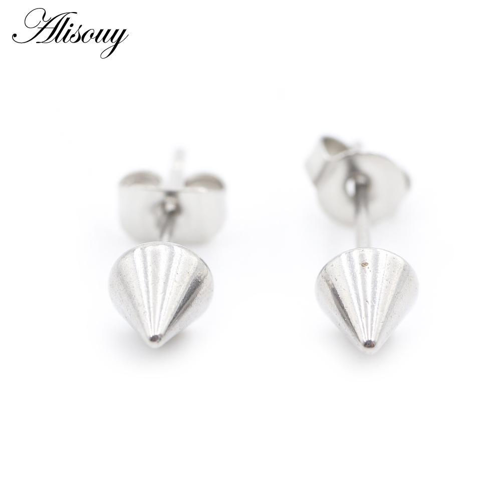 Alisouy 2 STÜCKE Edelstahl Kreuz Sechseck Kegel Spike Quadratisch Rund Ohrstecker Ohrringe Tragus Piercing Fake Taper Für Männer Frauen