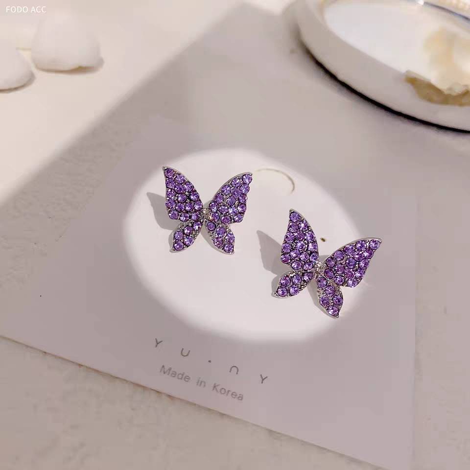 New Zircon Black Crystal copper Colour Butterfly Earrings for Women Fashion Personality Earrings Wedding Zircon Birthday Gifts