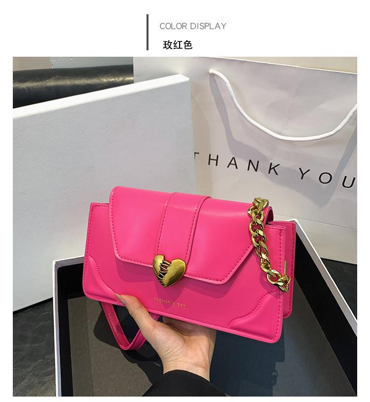 

Stylish Heart Lock Shoulder Bag With Chain For Women Perfect For Daily Commute In Multiple Colors фуксія