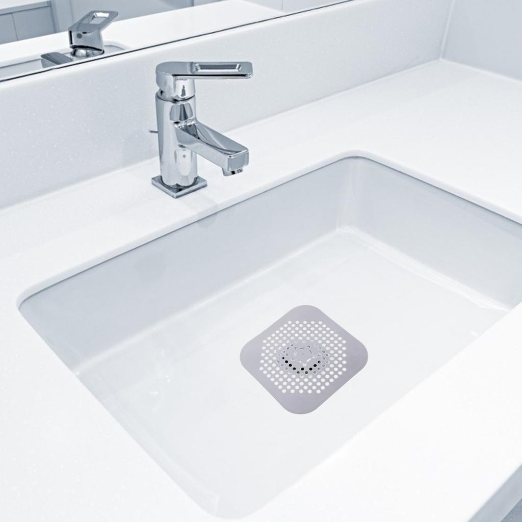 4Pcs Kitchen Floor Drain Silicone Strainer Square Sink Hair Catcher Non-Clogging Bathroom Floor Hair Catcher Cover Shower Drain