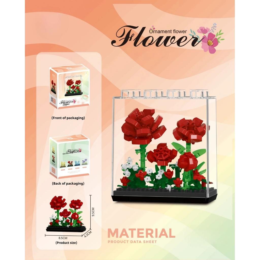 Mikro-Baustein Kunststoffpflanze Ewiger Blumenstrauß Kinder Puzzle Montage Spielzeug Praktische Fähigkeit Innendekoration Ornament