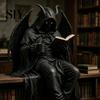 Dunkles Fantasy Buchregal Ornament Gotische Figur, Skelett liest Buch Statue, Akademie Heimdekoration Dekor für Bibliothek Büro Arbeitszimmer Sammler