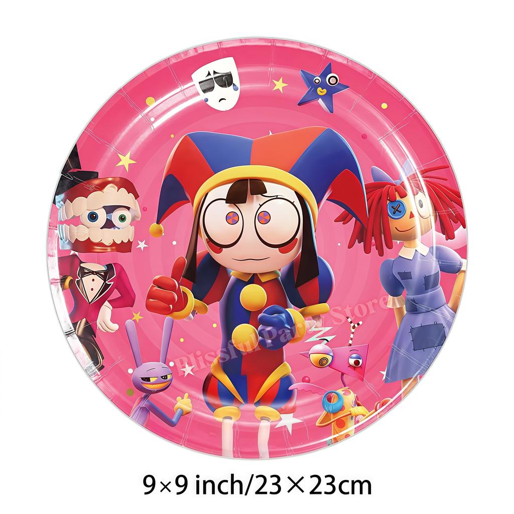 Amazing Digital Circuses Birthday Party Decoration Tableware Cup Plate Balloon Cake Topper Kids Event Supplies Baby Shower Favor