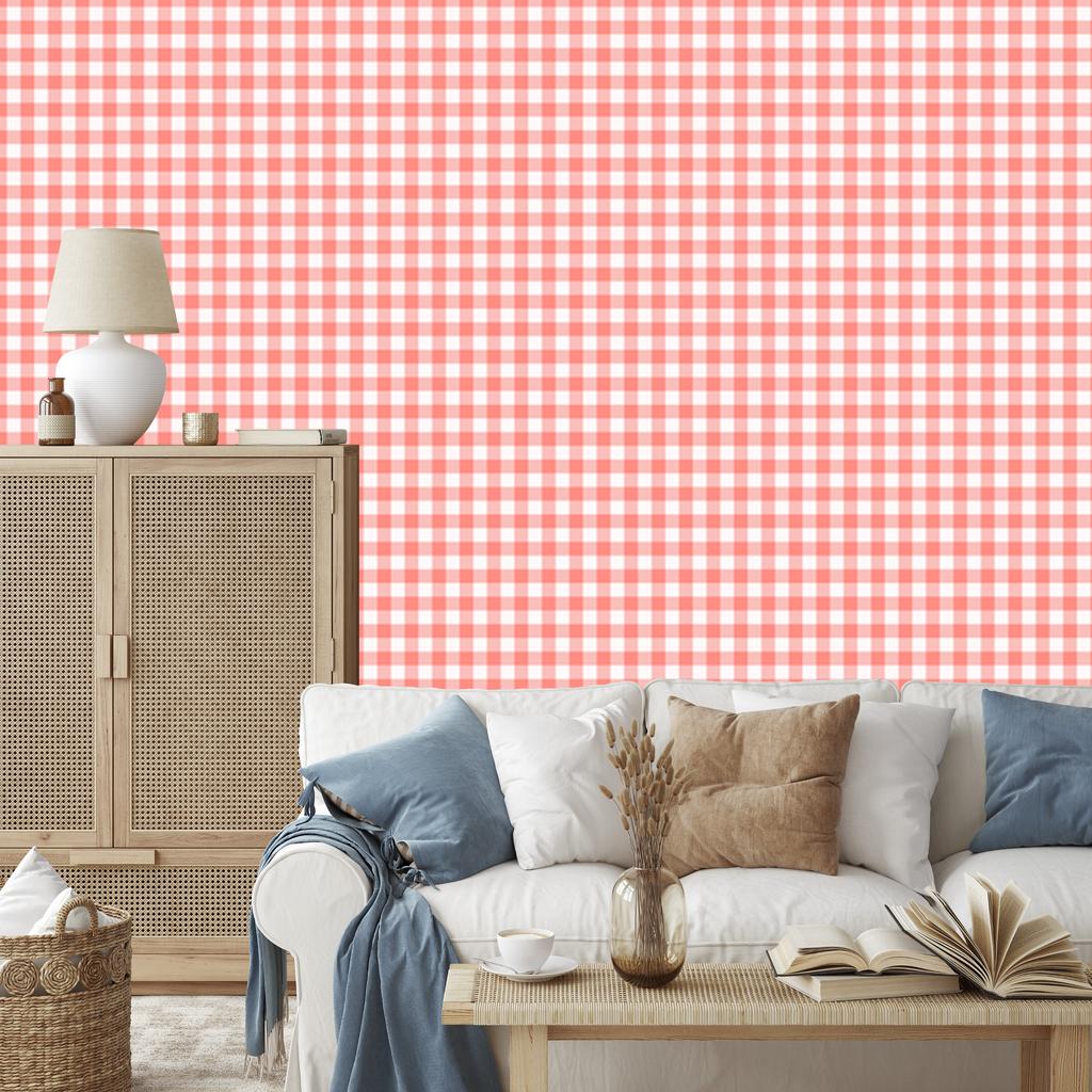 Wallpaper Fabric Pattern Soft Forms, Coral for Living Room and Bedroom 50x1000