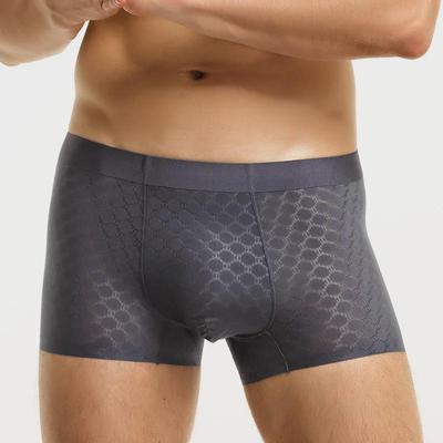 Ice Silk Men's Thin Breathable Seamless Boxer Briefs for Summer