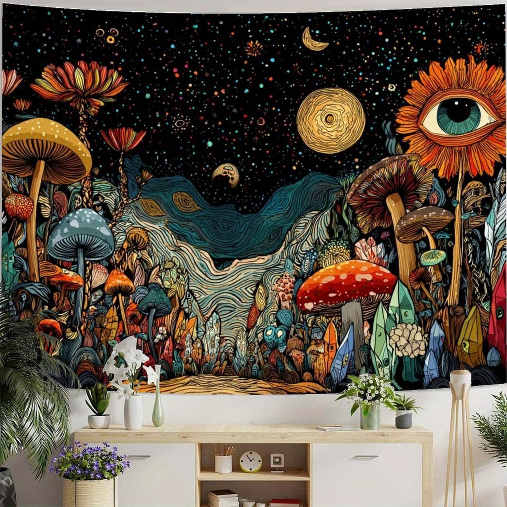 Mushroom plant scenery Digital printing polyester wall hanging tapestry decorative Living room bedrooms Office background gift