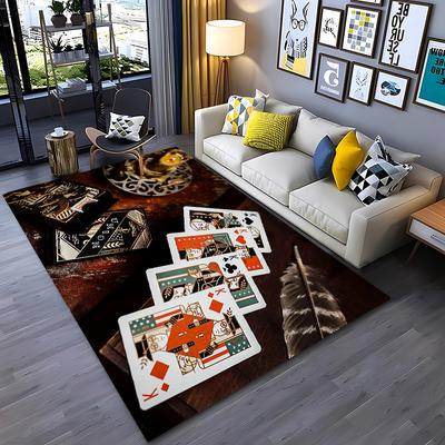Poker Theme Carpet for Living Room Bedroom Hallway Long Strip Alfombra Anti-slip Soft Area Rug Sofa Doormat Home Decor Tapete HD