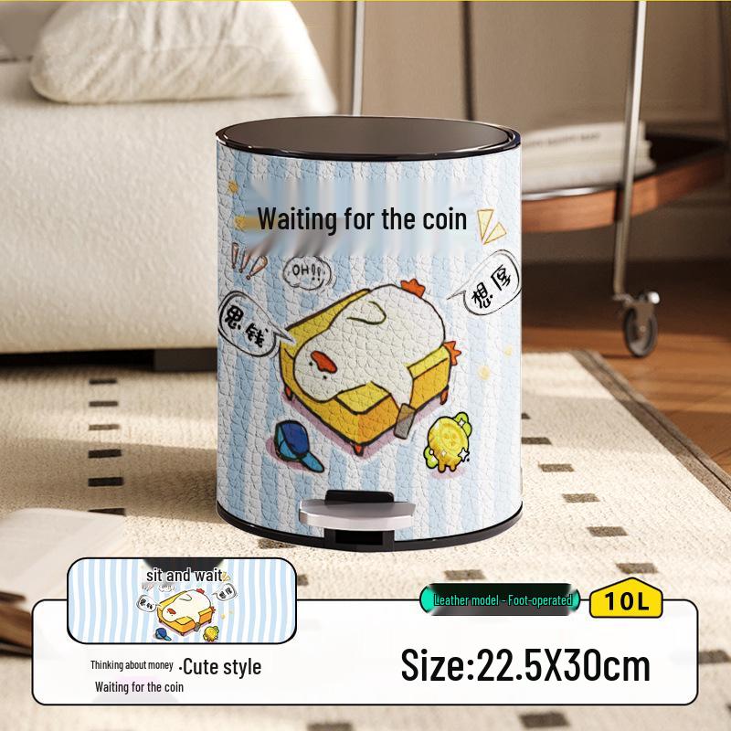 He Mu Cheng Double Layer Cartoon Stainless Steel Trash Can with Foot Pedal - Living Room & Kitchen