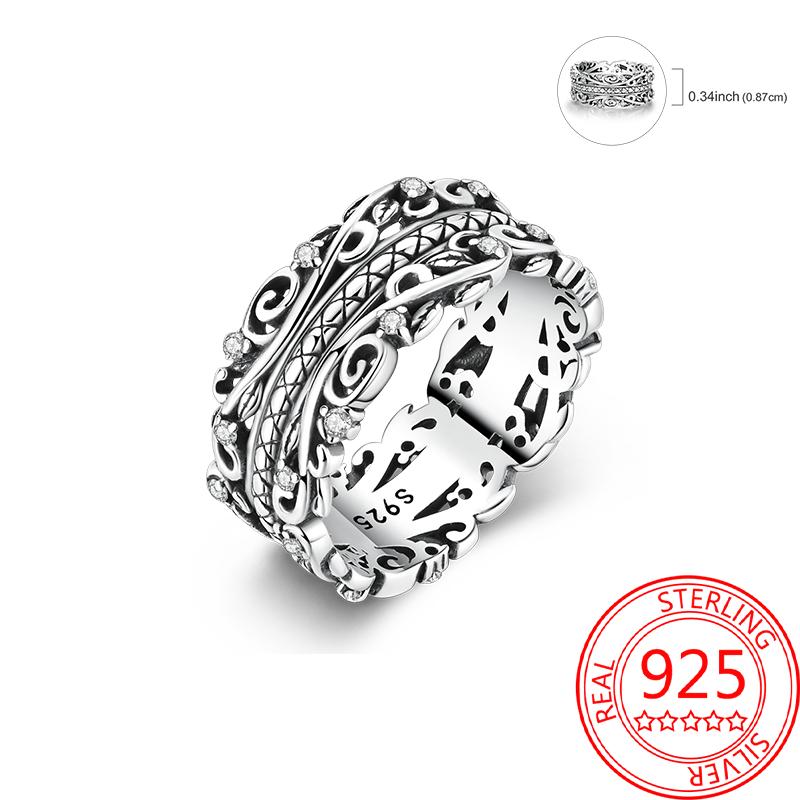 925 Silver Beautiful Stars and Moon Shining Sun Geometry Infinite Combination Ring Boutique Matching Gifts