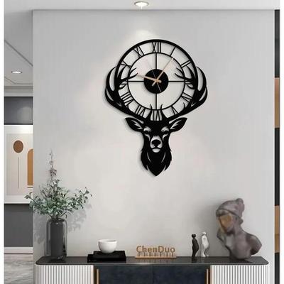 Large World Map Wall Clock, Metal Minimalist Modern Clock, Round Silent Non-Ticking Battery Operated Wall Clocks for Living Room / Home