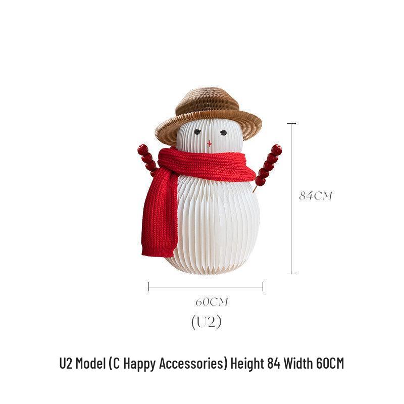 Large Nordic Paper Snowman Ornament for Storefront and Outdoor Christmas Decor