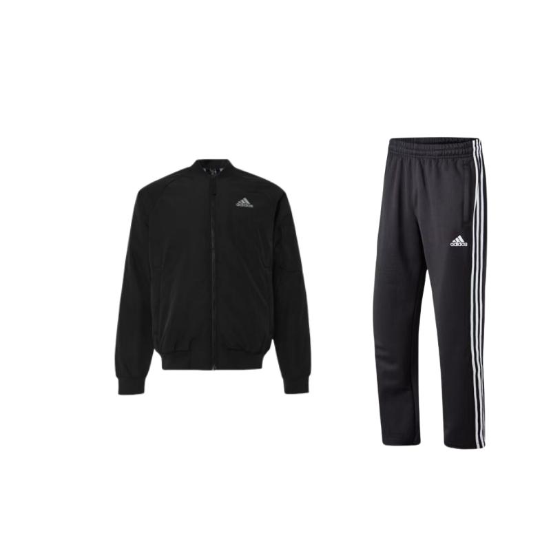 

Adidas Logo Comfortable Long Sleeve Striped Warm Sweatpants Casual Sports Set Men sweatpants Black TR30PR+JN4855 S
