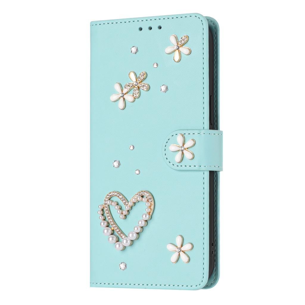Small fresh diamond double-layer love flower suitable for Huawei Honor 600 Lite solid color leather pattern card leather case