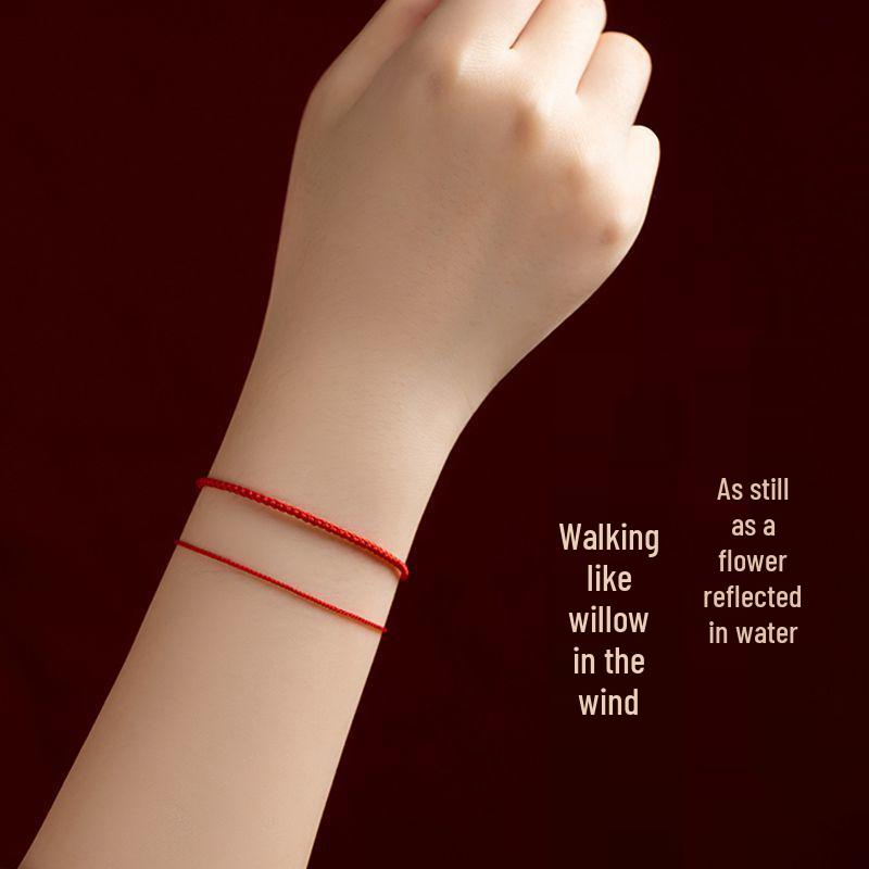 Nafu Czerwony Sznurkowy Bransoletka i Bransoletka na Kostkę: Damski Prosty Design, Regulowany dla Par, Studentów lub jako Prezent Benmingnian.