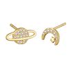 Niche Asymmetric Moon And Planet Stud Earrings For Women Elegant Personality Versatile Ear Jewelry