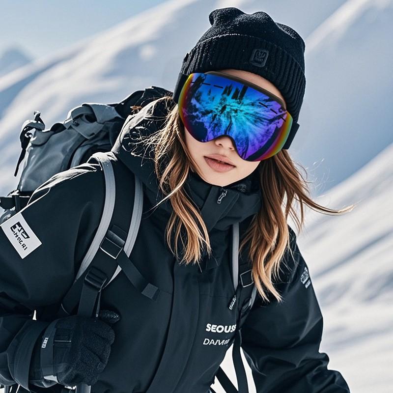 Kids Ski Goggles Double-Layer Anti-Fog Large Spherical Lens Wide Field Of View Windproof Snow Sports Eyewear