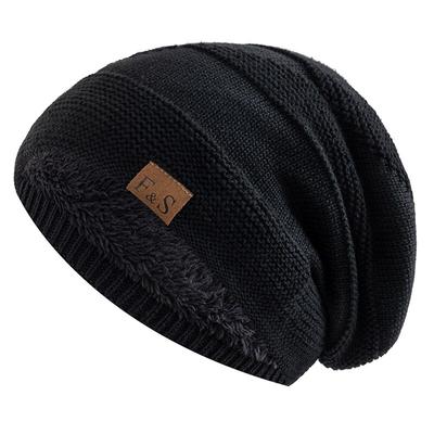 Luxuriöse Unisex-Wintermütze mit Kunstfellfutter, warme Strickmütze für Damen und Herren, stilvoller Label-Akzent, gemütliche Kopfbedeckung