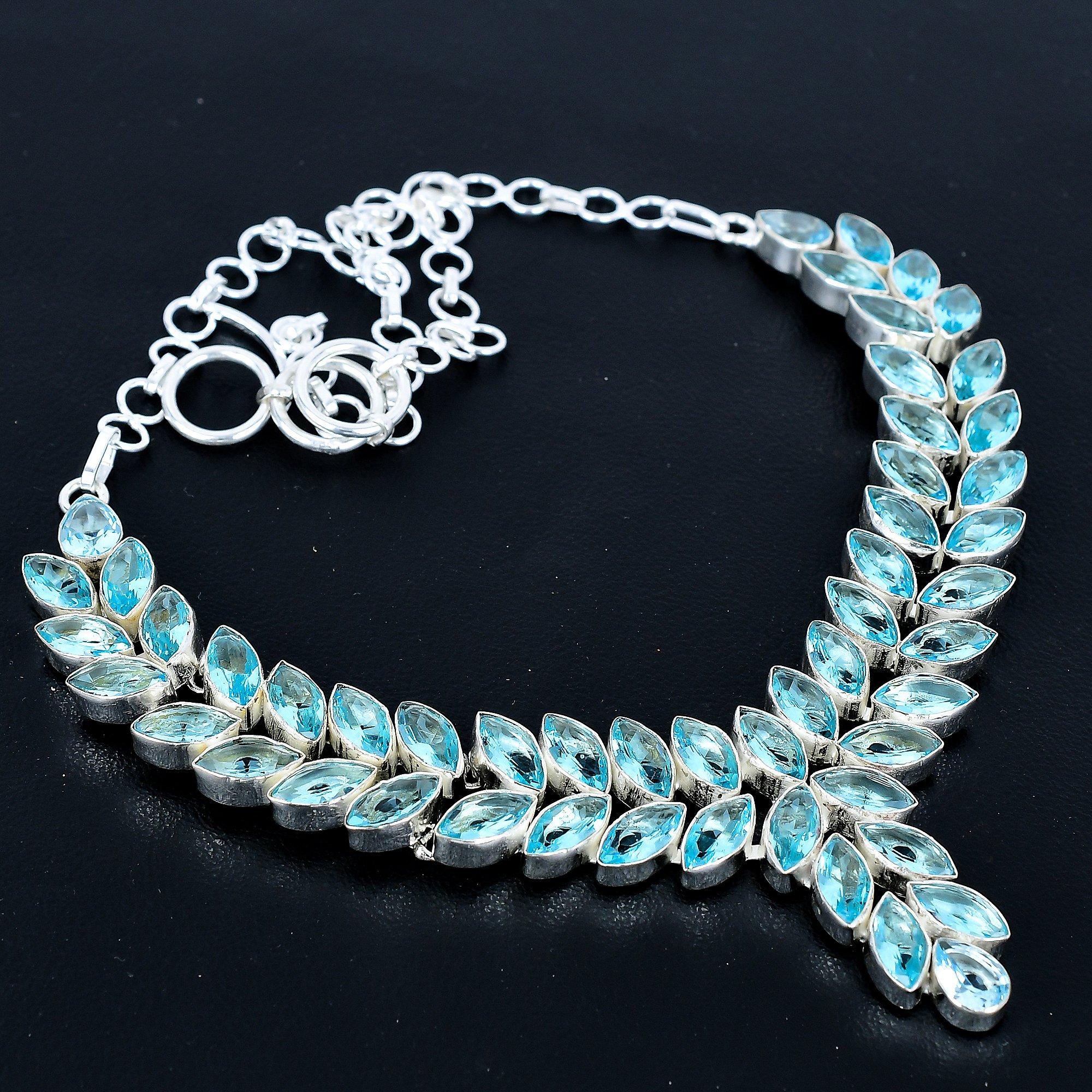 

Важке намисто з аквамарину, Намисто зі стерлінгового срібла 925 проби, Дизайнерське намисто з аквамарину, Намисто ручної роботи, Ювелірний виріб на подарунок до Дня святого Валентина 20 синій